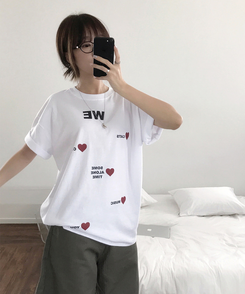 半袖Tシャツ ラブハートオーバー半袖Tシャツ WHITE