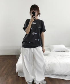 半袖Tシャツ ラブハートオーバー半袖Tシャツ CHARCOAL