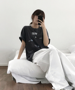半袖Tシャツ ラブハートオーバー半袖Tシャツ CHARCOAL