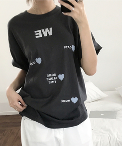半袖Tシャツ ラブハートオーバー半袖Tシャツ CHARCOAL