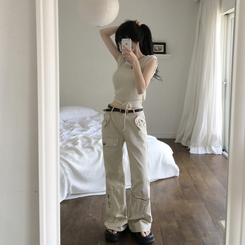 コットンパンツ ビンテージローウエストブーツカットパンツ CREAM