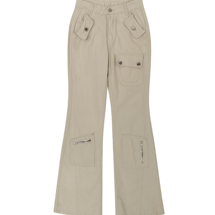 도프 빈티지 포켓 절개 로우웨스트 카고 세미 부츠컷 팬츠