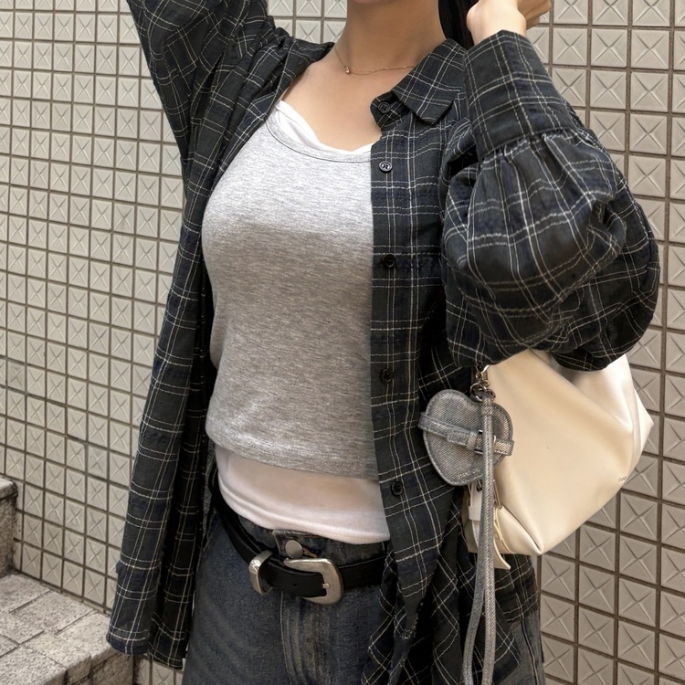 레이어드 탱크탑 그레이