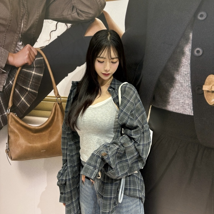 린넨체크오버셔츠 카키