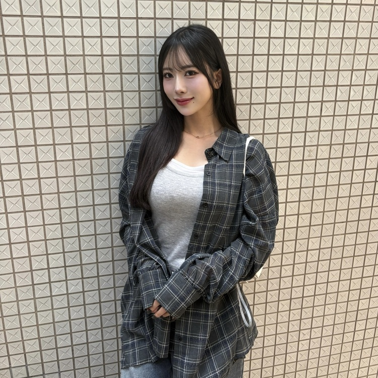 린넨체크오버셔츠 카키