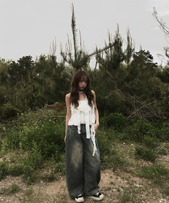 デニム 【丈別】サイドピンタックウォッシングデニムパンツ DARK DENIM