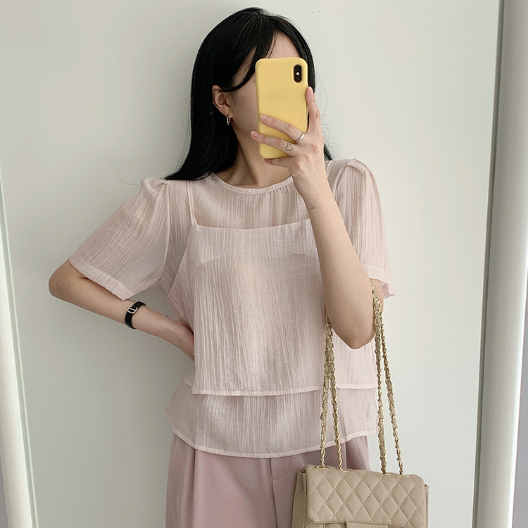 【SET】サマービスチェ半袖ブラウス(5color) PINK