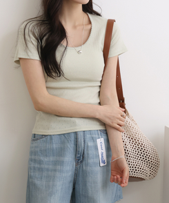 半袖Tシャツ パンチングUネック半袖Tシャツ(5color) SOFT GREEN