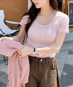 半袖Tシャツ パンチングUネック半袖Tシャツ(5color) PINK