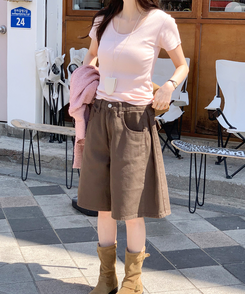半袖Tシャツ パンチングUネック半袖Tシャツ(5color) PINK