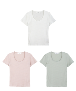 半袖Tシャツ パンチングUネック半袖Tシャツ(5color)