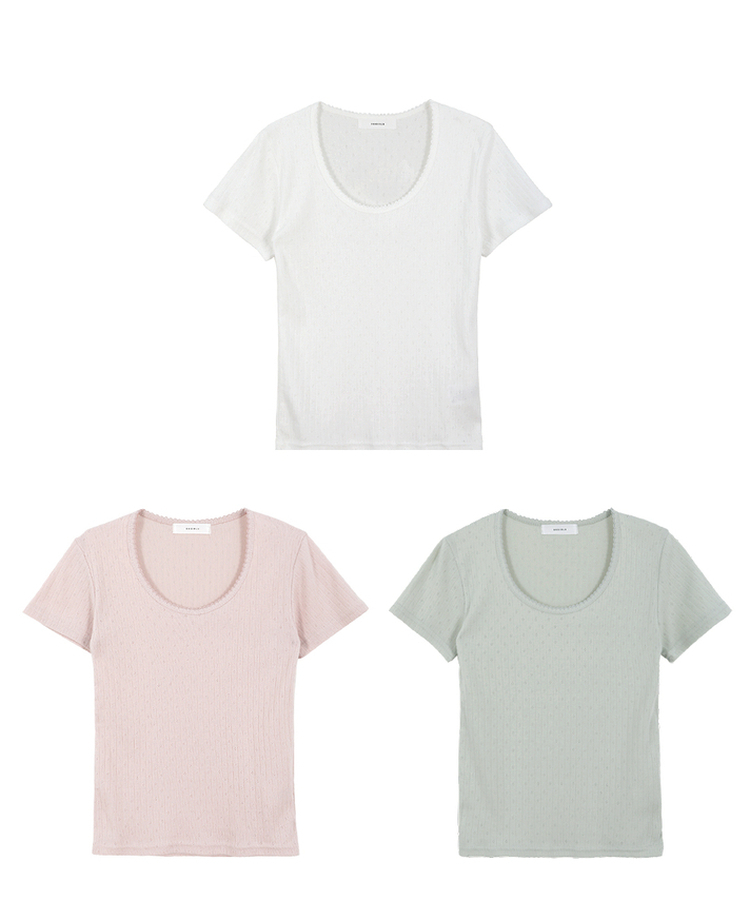 パンチングUネック半袖Tシャツ(5color)