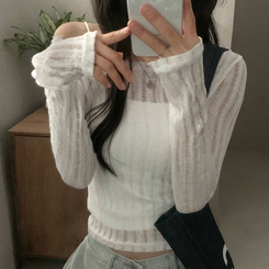ダメージリボンシースルーネットニット IVORY