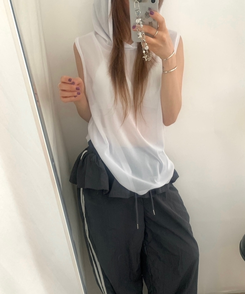 ベスト シースルールーズベストフード WHITE