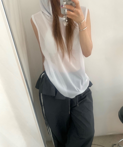 ベスト シースルールーズベストフード WHITE
