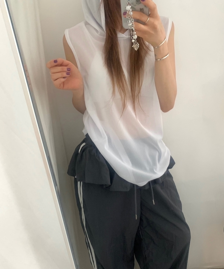 ベスト シースルールーズベストフード WHITE