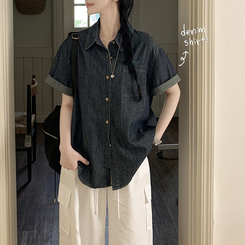 オーバーポケットデニムシャツ DARK DENIM
