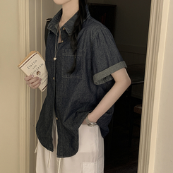 オーバーポケットデニムシャツ DARK DENIM