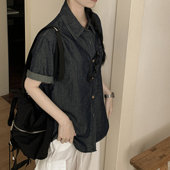 オーバーポケットデニムシャツ DARK DENIM