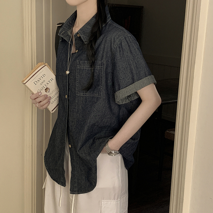 オーバーポケットデニムシャツ DARK DENIM
