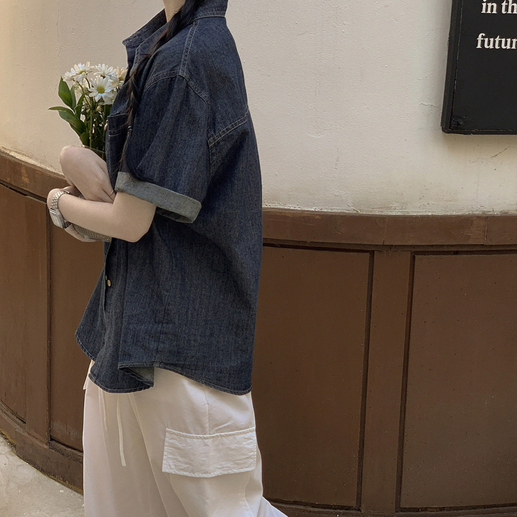 オーバーポケットデニムシャツ DARK DENIM