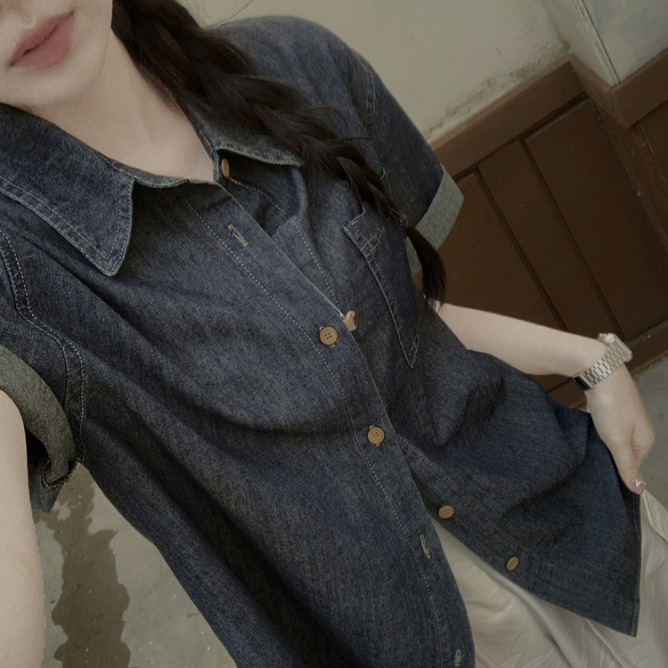 オーバーポケットデニムシャツ DARK DENIM