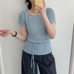 ニット アンバランスストラップニット SKY BLUE