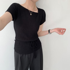 ニット アンバランスストラップニット BLACK