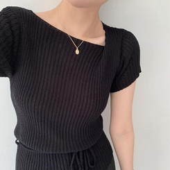 ニット アンバランスストラップニット BLACK