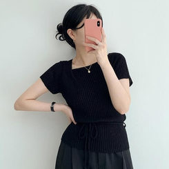 ニット アンバランスストラップニット BLACK