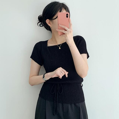 ニット アンバランスストラップニット BLACK