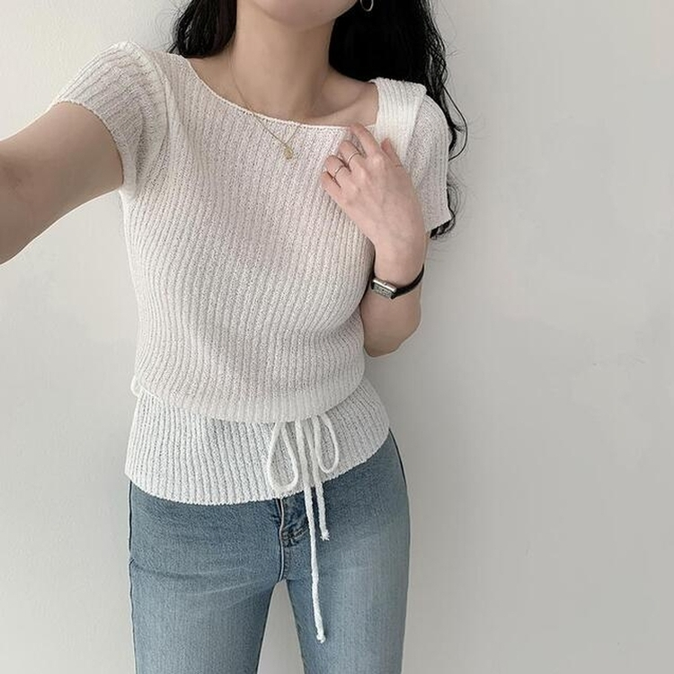 アンバランスストラップニット IVORY