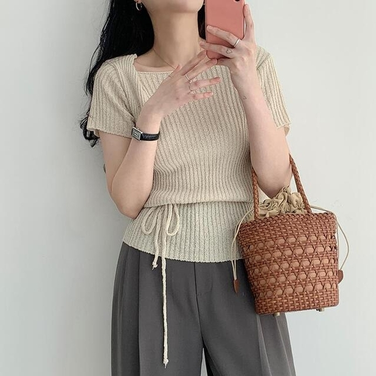 アンバランスストラップニット BEIGE
