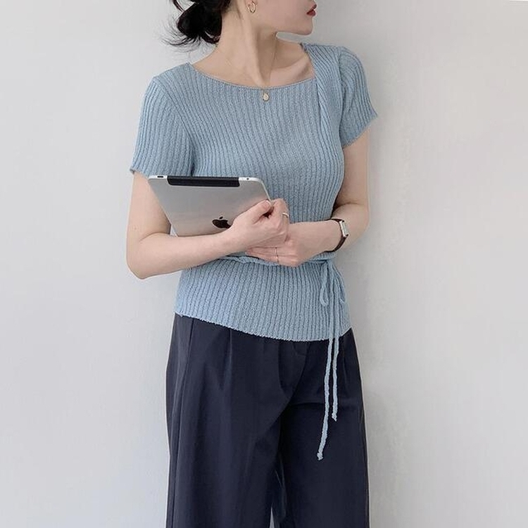 アンバランスストラップニット SKY BLUE