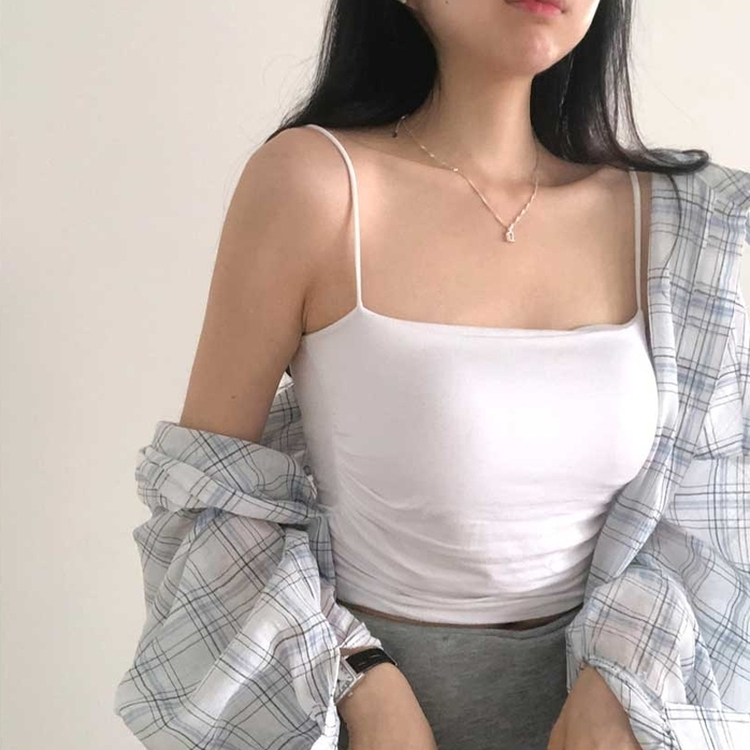 【カップ付き】シャーリングキャミソール(5color) IVORY