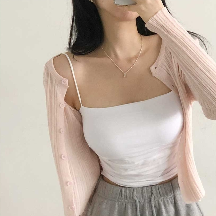 【カップ付き】シャーリングキャミソール(5color) IVORY