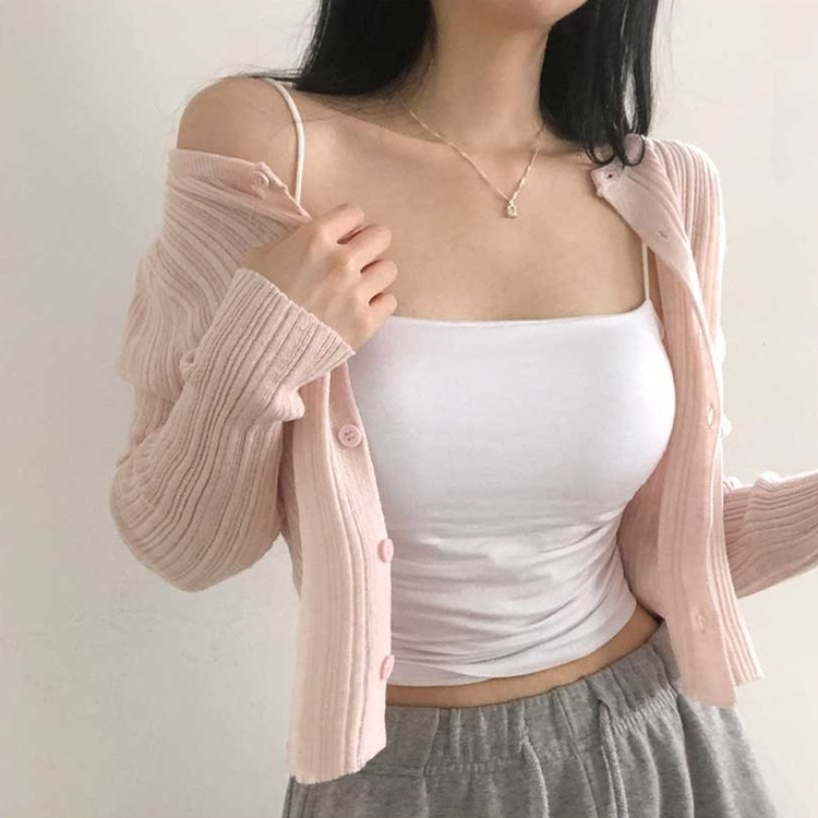 【カップ付き】シャーリングキャミソール(5color) IVORY
