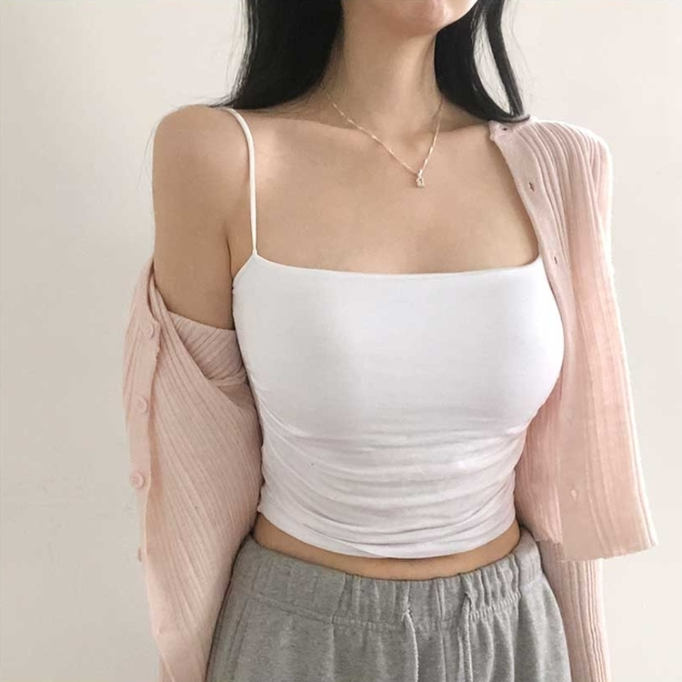 【カップ付き】シャーリングキャミソール(5color) IVORY