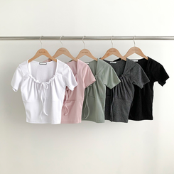 半袖Tシャツ スクエアリボンシャーリング半袖Tシャツ(5color)