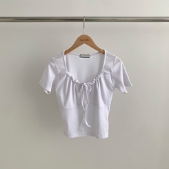 半袖Tシャツ スクエアリボンシャーリング半袖Tシャツ(5color)