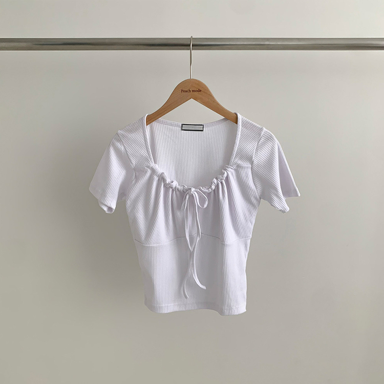 スクエアリボンシャーリング半袖Tシャツ(5color)