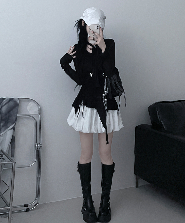 루드언발프릴스카프셔링시스루긴팔스퀘어끈나시세트 블랙