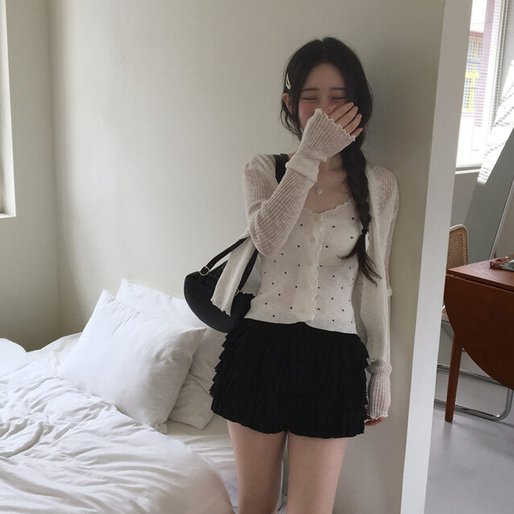 フリルティアードスカートパンツ BLACK