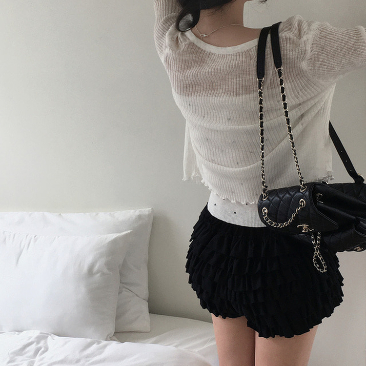 フリルティアードスカートパンツ BLACK