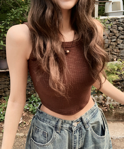 ノースリーブ ウエストカットキャミソール(7color) BROWN