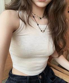 ノースリーブ ウエストカットキャミソール(7color) BEIGE