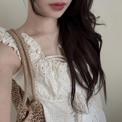 ノースリーブ 【SET】【カップ付き】パンチングブラウス キャミソール BEIGE