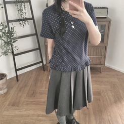 半袖Tシャツ ドットフリル半袖Tシャツ DARK BLUE
