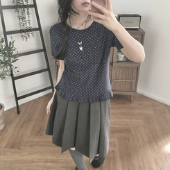 半袖Tシャツ ドットフリル半袖Tシャツ DARK BLUE