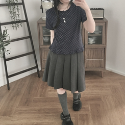半袖Tシャツ ドットフリル半袖Tシャツ DARK BLUE